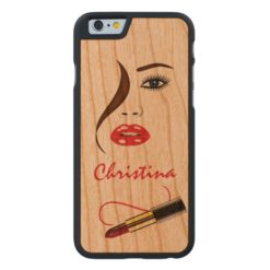 Face with Lipstick Carved Wooden iPhone 6 6S Case