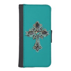 Faith vintage cross design iPhone SE/5/5s wallet