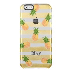 Fashionable Pineapple Pattern with Gold Stripes Clear iPhone 6/6S Case
