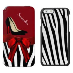 Fashionable Red & Zebra Print iPhone 6 Wallet Case