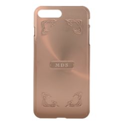 Faux ?Rose Gold Fancy Metallic 3D Details Monogram iPhone 7 Plus Case