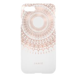 Faux Rose Gold Intricate Lace Mandala Pattern iPhone 7 Case
