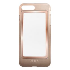 Faux Rose Gold Metal Bezel Clear Personalized iPhone 7 Plus Case