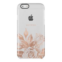 Faux Rose Gold Vintage Tea Roses Clear Clear iPhone 6/6S Case