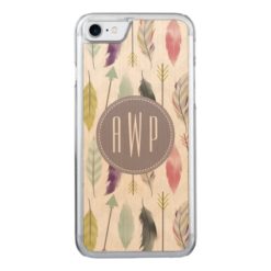 Feather and Arrows Monogram Carved iPhone 7 Case