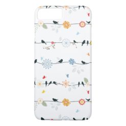 Feminine Birds on a Wire and Flowers iPhone 7 Plus Case