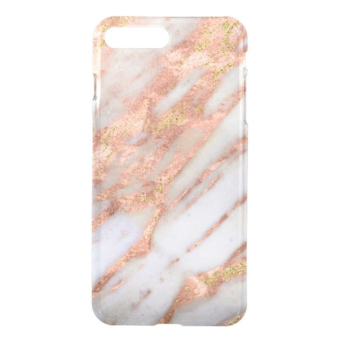 Feminine Pink and White Striated Marble Pattern iPhone 7 Plus Case