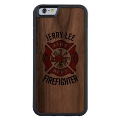 Firefighter Custom Text Name Personalized Carved Walnut iPhone 6 Bumper