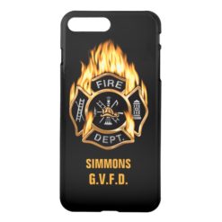 Firefighter Gold Flaming Badge Name Template iPhone 7 Plus Case
