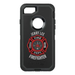 Firefighter Text Name OtterBox Defender iPhone 7 Case