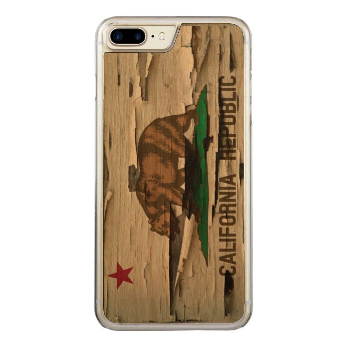 Flag of California Republic Vintage Wood Peel Look Carved iPhone 7 Plus Case
