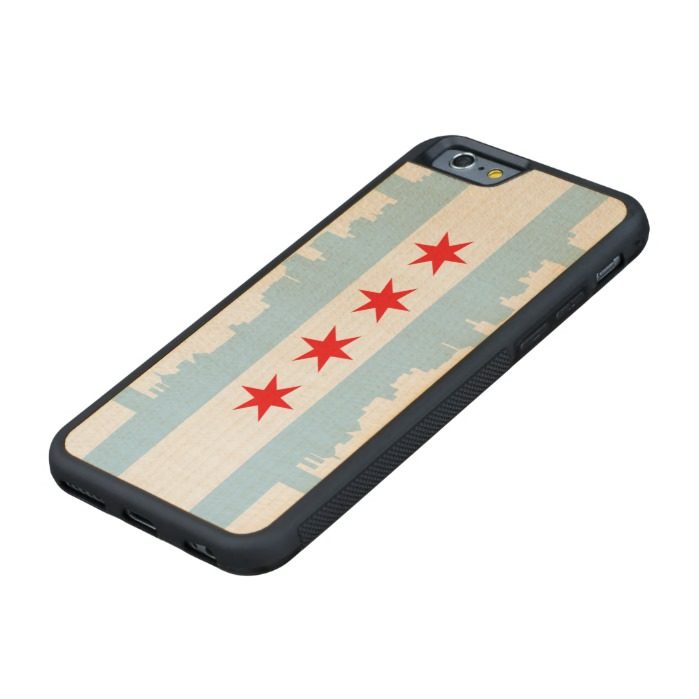 Flag of Chicago Skyline Carved Maple iPhone 6 Bumper Case