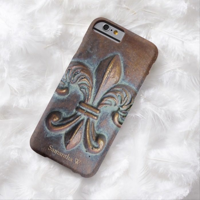 Fleur De Lis Aged Copper-Look Printed Barely There iPhone 6 Case