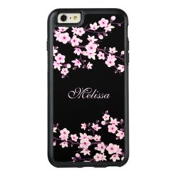 Floral Cherry Blossom Black Pink Monogram OtterBox iPhone 6/6s Plus Case
