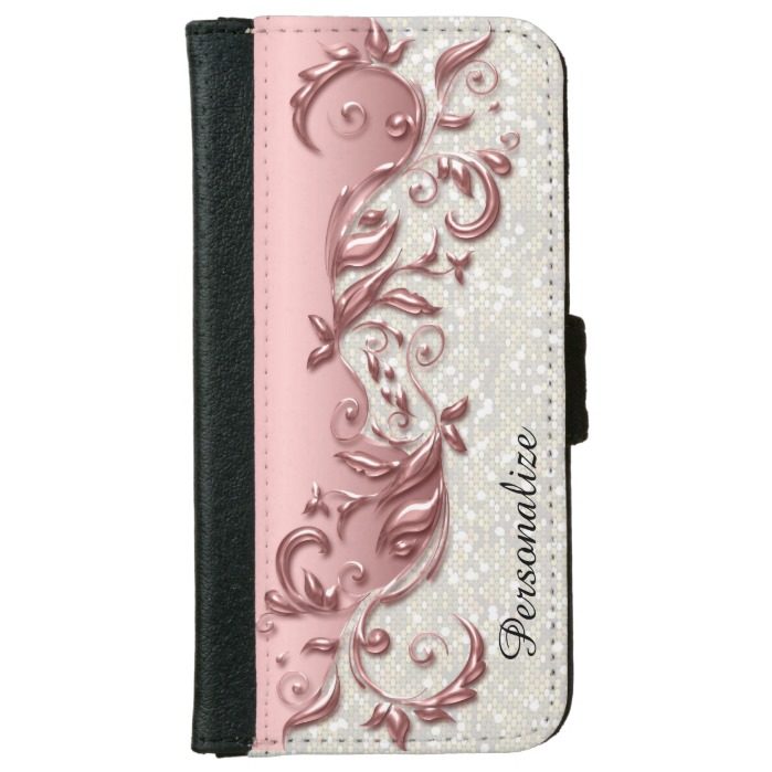 Floral Florid Rose Metallic White Confetti iPhone 6/6s Wallet Case