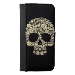 Floral Sugar Skull iPhone 6 Plus Wallet Case