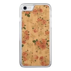 Floral pattern wooden iphone Carved iPhone 7 case