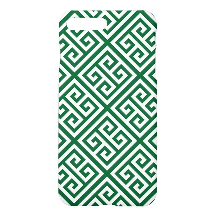 Forest Green White Med Greek Key Diag T Pattern #1 iPhone 7 Plus Case
