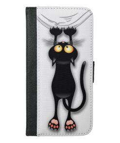 Fun Black Cat Falling Down iPhone Wallet Case