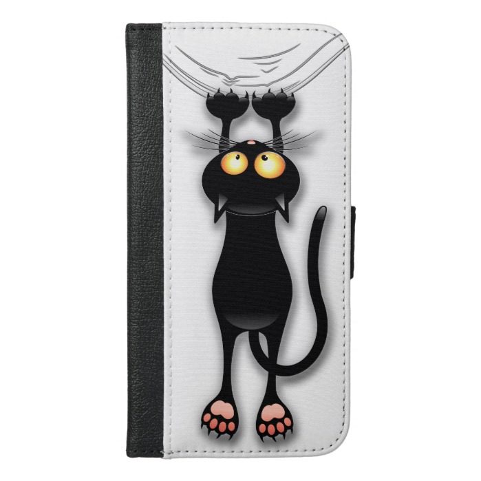 Fun Black Cat Falling Down iPhone Wallet Case