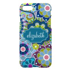Funky Floral Pattern with Custom Name iPhone 7 Case
