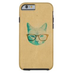 Funny Cool Cute Hipster Cat Thick Framed Glasses Tough iPhone 6 Case