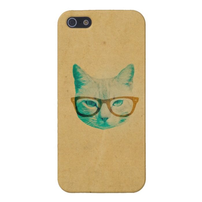 Funny Cool Hipster Cat With Thick Framed Glasses Case For iPhone SE/5/5s
