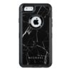 Funny Cracked Black Marble Texture Custom Name OtterBox Defender iPhone Case