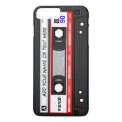 Funny Retro Red Music Cassette Tape Pattern iPhone 7 Plus Case