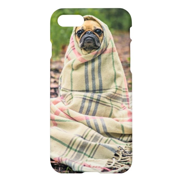 Funny cute pug wrapped in blanket photo iPhone 7 case