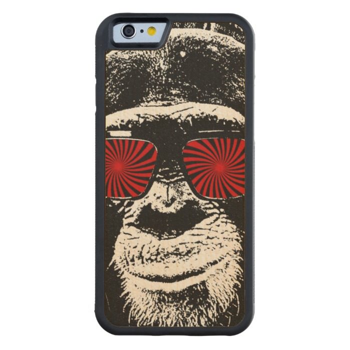 Funny monkey Carved maple iPhone 6 bumper case