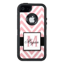 GIRLY PERSONALIZED CORAL PINK CHEVRON PATTERN OtterBox DEFENDER iPhone CASE