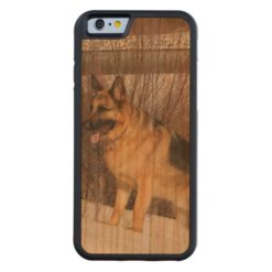 GSD in Winter Snow Carved Cherry iPhone 6 Bumper Case