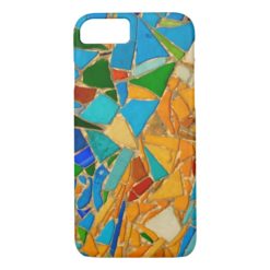 Gaudi mosaic turquoise aqua orange colorful tiles iPhone 7 case