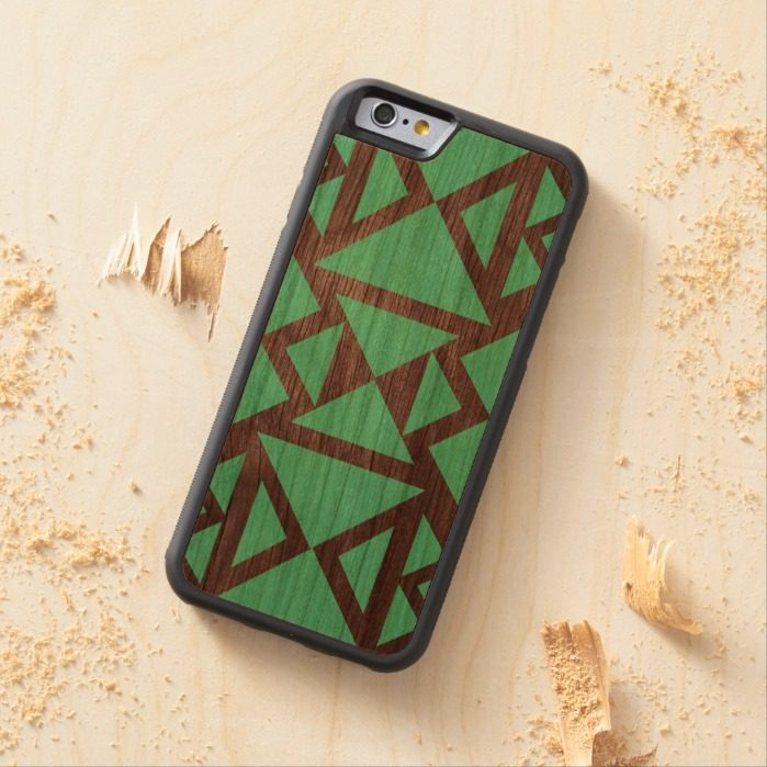 Geometric aztec wood pattern Carved cherry iPhone 6 bumper