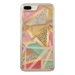 Geometric triangles watercolor hand paint pattern Carved iPhone 7 plus case
