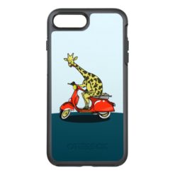 Giraffe on a red retro moped OtterBox symmetry iPhone 7 plus case