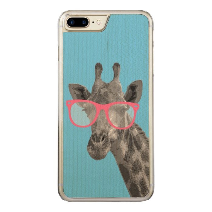Giraffe with Pink Glasses Cute Funny Phone Carved iPhone 7 Plus Case