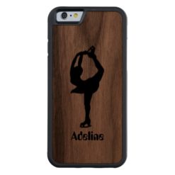 Girl Ice Skating Figure Skating Personalized Carved Walnut iPhone 6 Bumper