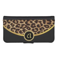 Girls Leopard Print with Monogram iPhone5 iPhone SE/5/5s Wallet Case