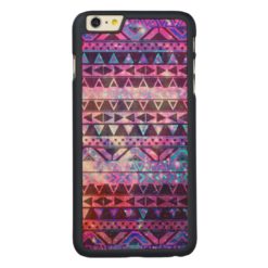 Girly Andes Aztec Pattern Pink Teal Nebula Galaxy Carved Maple iPhone 6 Plus Case