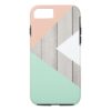 Girly Apricot Teal Gray Wood Modern Color Block iPhone 7 Case