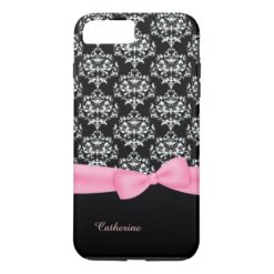 Girly Black & White Damask iPhone 7 Plus case