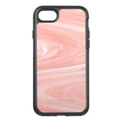 Girly Coral Pink Marble Swirl Pattern OtterBox Symmetry iPhone 7 Case