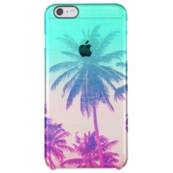 Girly Cute Pink Turquoise Ombre Tropical Palm Tree Clear iPhone 6 Plus Case