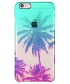 Girly Cute Pink Turquoise Ombre Tropical Palm Tree Clear iPhone 6 Plus Case
