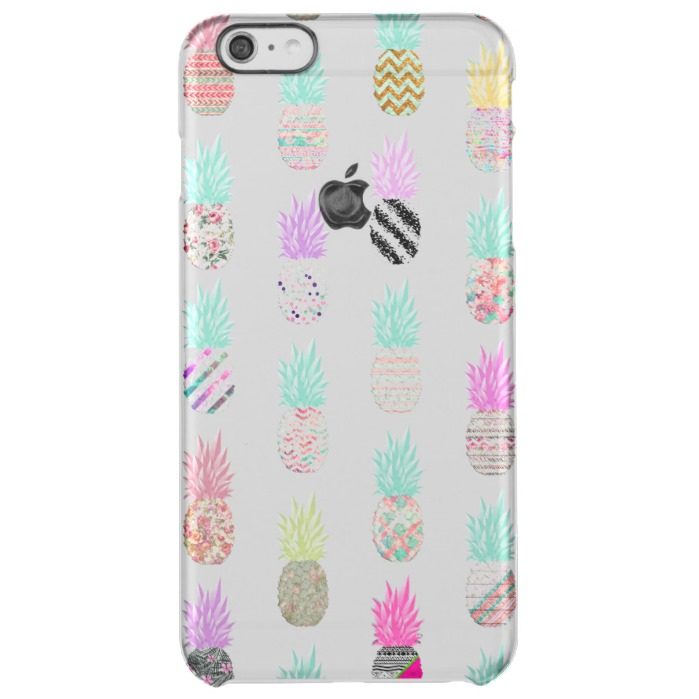 Girly Exotic Pineapple Aztec Floral Pattern Clear iPhone 6 Plus Case