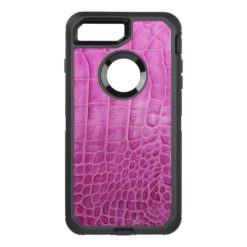 Girly-Girl Cute Hot-Pink Croco Leather Look OtterBox Defender iPhone 7 Plus Case