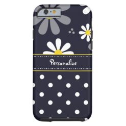 Girly Mod Daisies and Polka Dots With Name Tough iPhone 6 Case