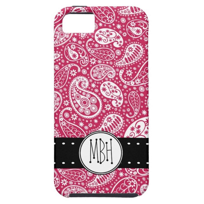 Girly PINK Paisley Pattern with Monogram iPhone SE/5/5s Case